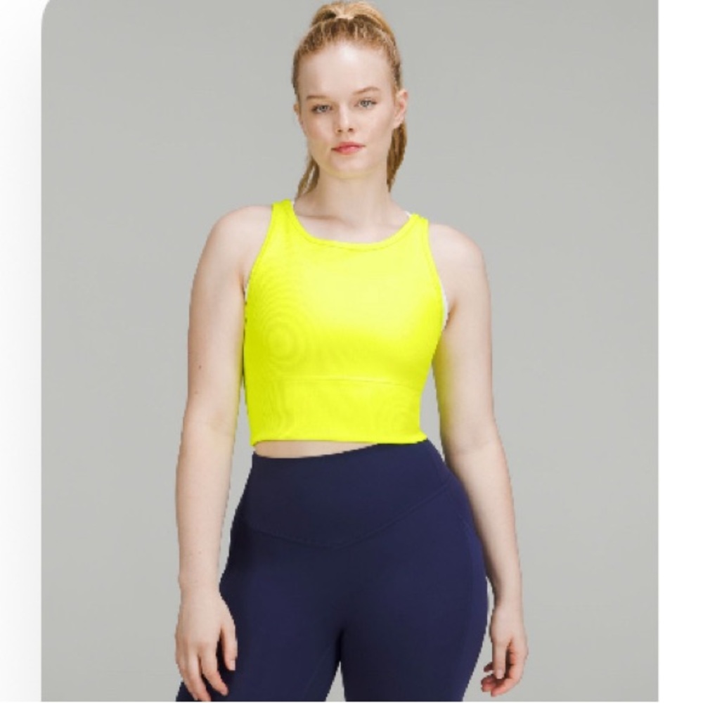 Highlight Yellow Lululemon Power Pivot Ribbed Tank Top Size 4